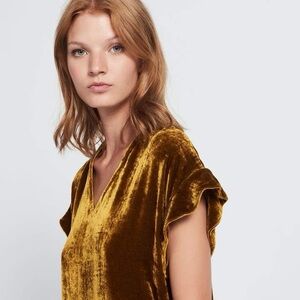 Sandro Alberta Velvet Silk Flutter Sleeve Top